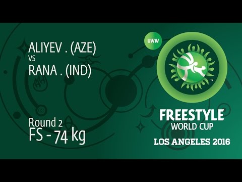 Round 3 FS - 74 kg: A. ALIYEV (AZE) df. P. RANA (IND) by TF, 10-0