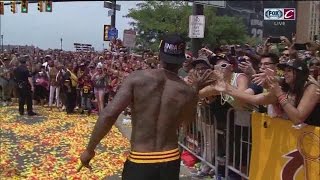JR Smith Shirtless Cavs Parade