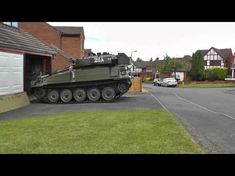 Alvis CVRT Sabre Exiting Garage June 2015