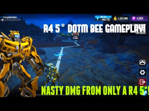 5* R4 DOTM BEE GAMEPLAY! NASTY DAMAGE FROM A R4 5*! [Transformers: Forged To Fight]