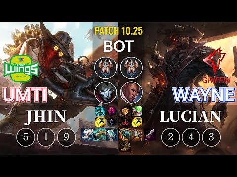 JAG UmTi Jhin vs GRF Wayne Lucian Bot - KR Patch 10.25