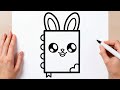 COMO DESENHAR UM CADERNO DE COELHO KAWAII