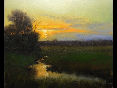 How to paint a landscape lesson tonalism and realism (Full Narrated lesson)