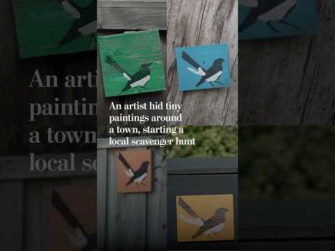 An artist hid tiny paintings around a town, starting a local scavenger hunt