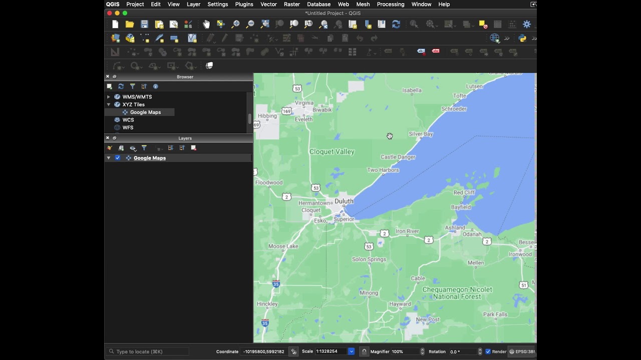 QGIS Panels & Toolbars, Google & Bing Maps
