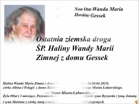 2023 02 25     20 04 2015  kronika pogrzeb ŚP Haliny Zimnej z domu Gessek w Nowym Mieście Lubawskim