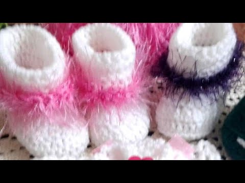 how to crochet baby booties Girls / كورشيه هاف بوت للبنات شرح عربي