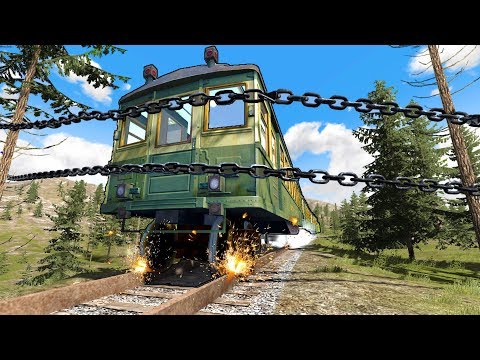 ОСТАНОВИТЬ ПОЕЗД ЦЕПЯМИ НА ОГРОМНОЙ СКОРОСТИ | BeamNG.drive