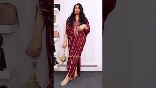 Maroon Embroidered Linen Kaftan - Video 2