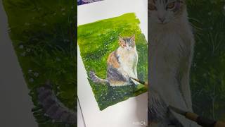 猫ちゃん水彩画(制作時間2時間ちょい) #水彩画 #猫 #art #watercolor #cat