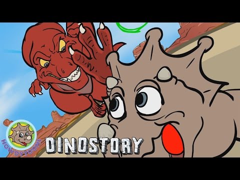 T-Rex chases Triceratops- Dinosaur Songs from Dinostory by Howdytoons S1E7