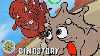 T-Rex chases Triceratops- Dinosaur Songs from Dinostory by Howdytoons S1E7