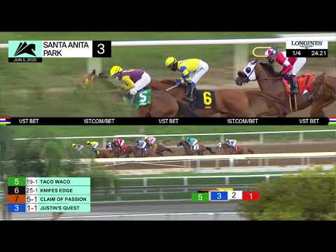 Justin's Quest wins Race 3 on Friday June 5, 2020 at Santa Anita Park.