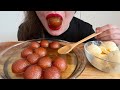 ASMR GULAB JAMUN HONEY DESSERT WITH VANILLA ICE CREAM NO TALKING EATING SLURPING SOUNDS ASMRfood
