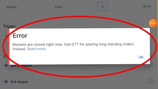 Zerodha Fix Market are closed right now. Use GTT for placing long standing order instead Problem