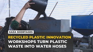 Download lagu Gaza recycles plastic waste into water hoses amid supply shortages mp3