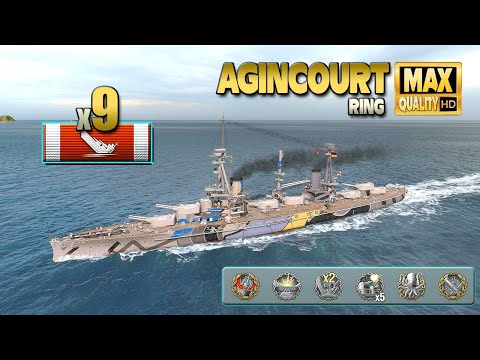 Battleship Agincourt: 9 ships destroyed with 5 close quarter - World of Warships