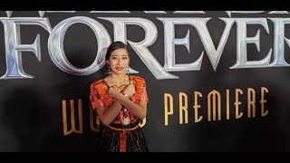 María Mercedes Coroy estuvo presente en el estreno de Wakanda Forever. video