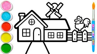 🐴👨🏻🌾🐮 Gambar Peternakan Kecil yang Bahagia Menggambar, Melukis, Mewarnai untuk Anak, Balita #423