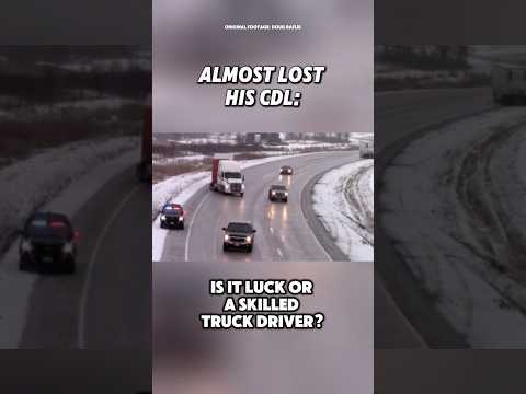 Is it luck or a skilled semi truck driver #trucking #highway #blackice