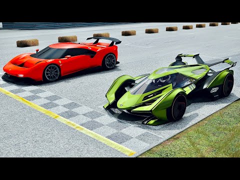 Lamborghini V12 Vision GT vs Ferrari P80/C at Old Monza