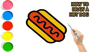 HOW TO DRAW A HOT DOG FOR KIDS ||STEP BY STEP AND EASY || EASY ART TUTORIAL