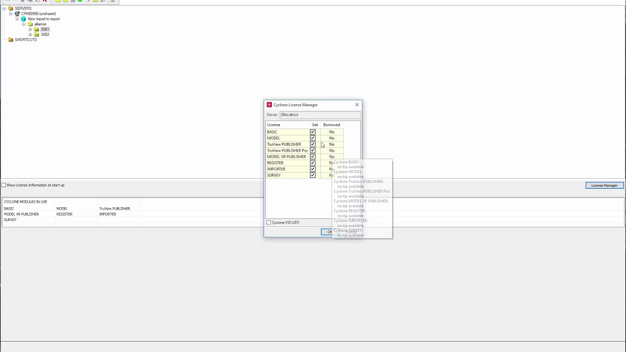 Cyclone Basic to import scan data and export e57