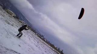 preview picture of video 'snowkiting florina 26-1-2010, pansh ace 4.5 - handles'