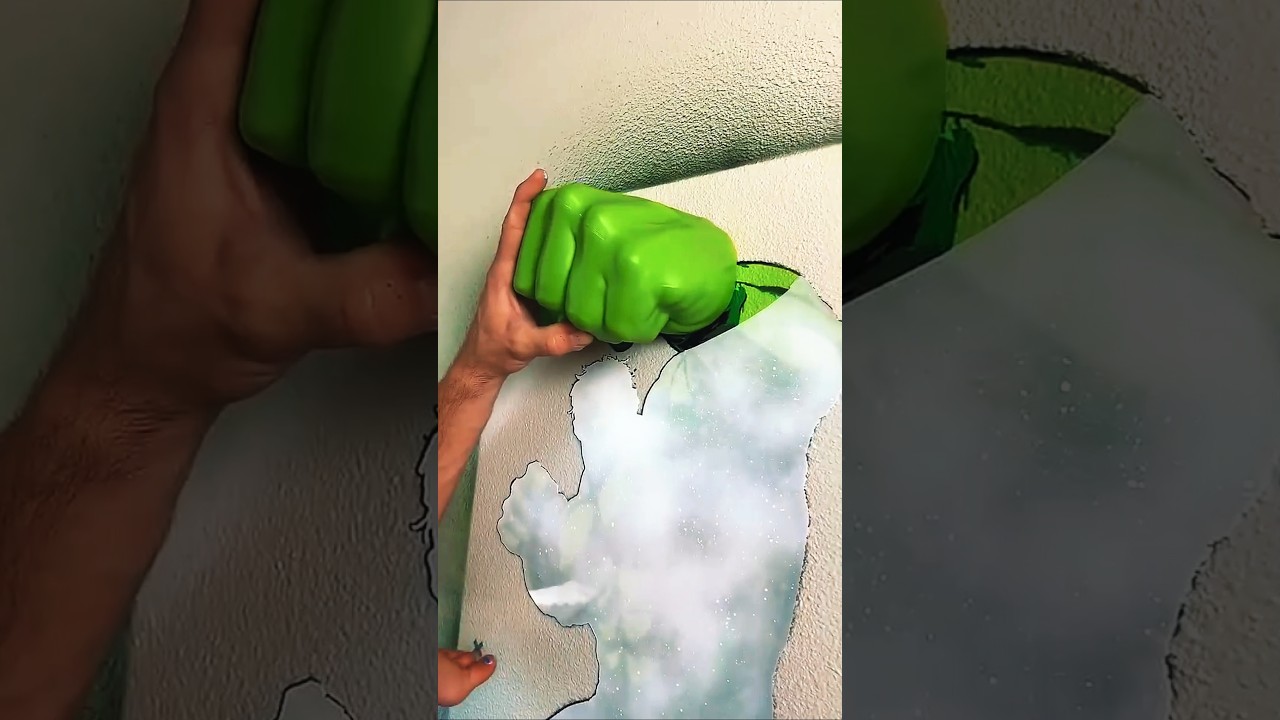 He hit the wall with a hammer and painted it #shorts #youtubeshorts