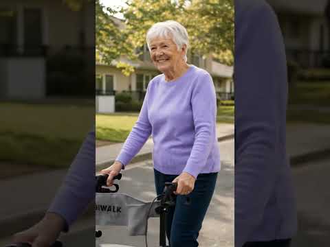 MobiWalk® FOLD & STAND Rollator Walker | Indoor & Outdoor Rollator | 8 Inch Wheels, Adjustable Height, Storage Bag, Cane Holder