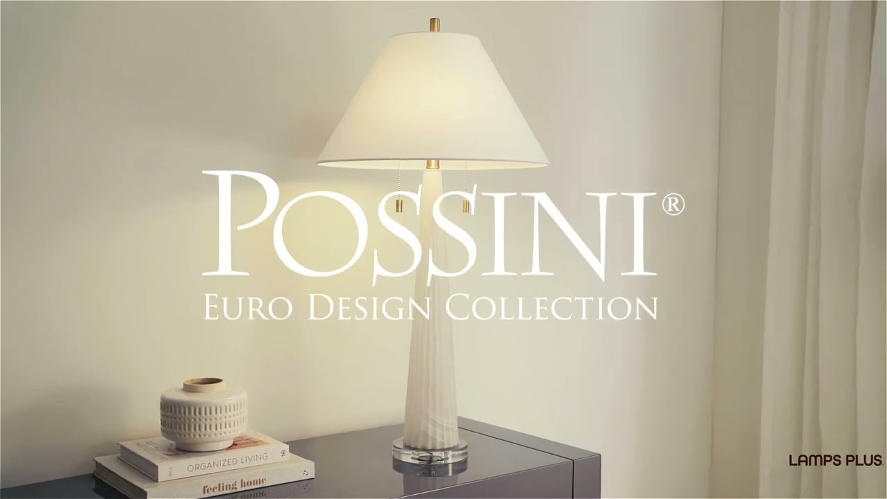 Video 1 Watch A Video About the Possini Euro Regina White Glass 2 Light Table Lamp