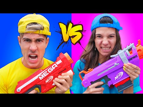 NERF BATTLE BOYS VS GIRLS !!