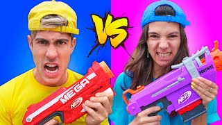 BATALLA DE NERF CHICOS VS CHICAS !!