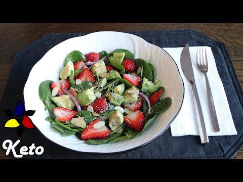 Avocado Spinach Strawberry Salad with Balsamic Vinaigrette | Keto, Sugar free, Gluten Free