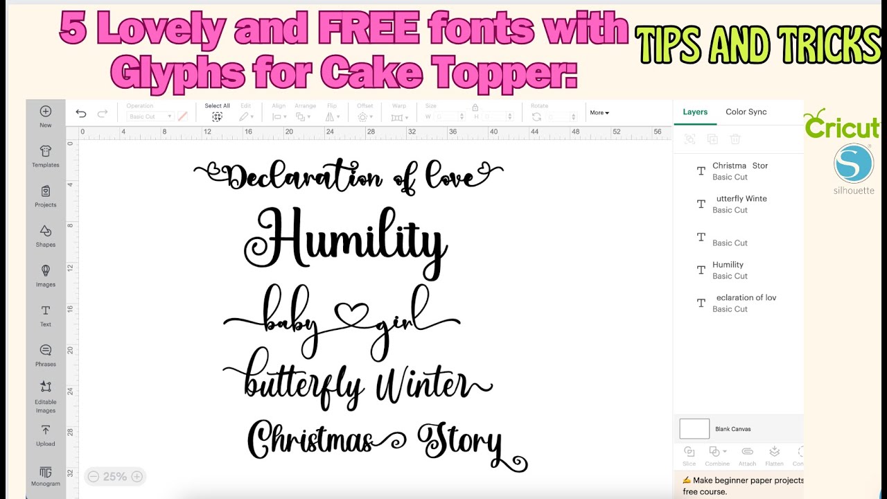 5 Lovely and FREE fonts with Glyphs for Cake Topper: