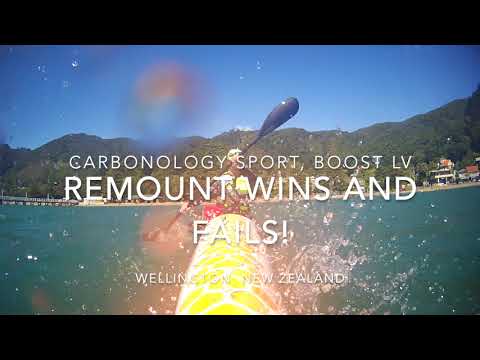 Surfski remounts in challenging conditions by a relatively new paddler