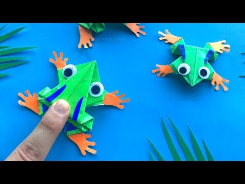 Hüpfenden Origami Frosch basteln mit Papier 🐸 Lustiges DIY Geschenk - Bastelideen