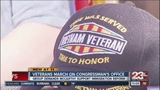 Bakersfield Veterans rally for immigration reform outside Rep. Kevin McCarthy&#39;s office