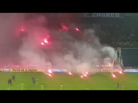Dinamo Zagreb - Hajduk Split during a pyro show Bad Blue Boys burned their largest banner