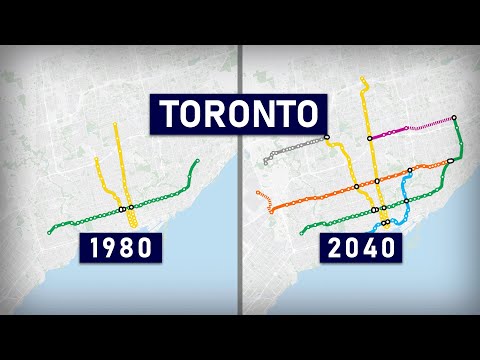 Evolution of the Toronto Subway 1954-2030s (geographic map)