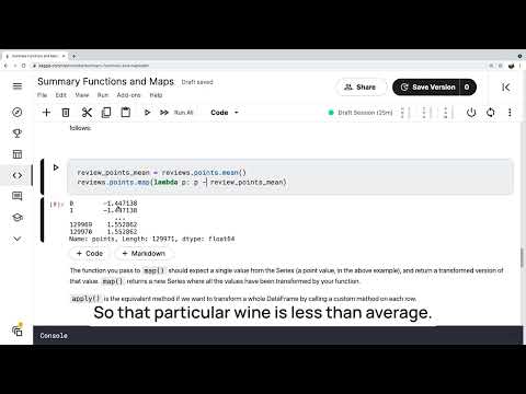 Summary Functions and Maps - Pandas Fundamentals