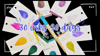 #30inks30days - Day 1-15 Swatching and Comparing "new to me" Inks from Pennonia, Iroshizuku and More