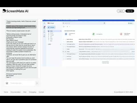 ScreenMate AI navigate a real-world scenario: responding to customer emails about a broken product.