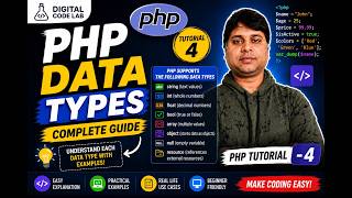 🚀 PHP Data Types Explained in Hindi | Live Coding Demonstration | Beginner to Pro | Tutorial 4