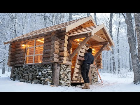Building a Cozy Log Cabin in the Snowy Mountains | Start to Finish | Lesnoy_Offline