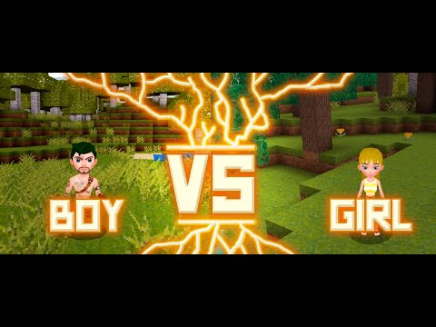 Boys VS Girls in REALMCRAFT FREE BLOCK CRAFT GAME (sandbox world building)