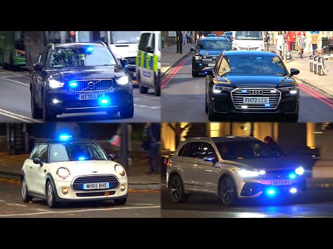 Unmarked emergency vehicles lights and sirens in London [collection]