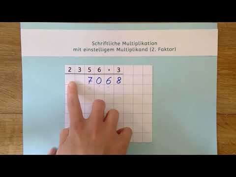 Schr.M.1: Schriftliche Multiplikation mit einstelliger Zahl (Multiplikand / 2. Faktor) (Grundschule)