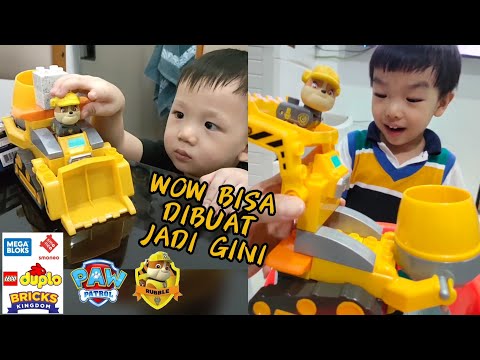 PAW PATROL The Movie Unboxing : Rubble Construction Truck Mega Bloks Toys for Kids Toddlers