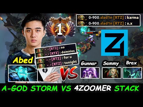 Abed Storm Spirit A-GOD Rank1 vs 4Zoomers Stack Gunnar [Void Spirit]  Dota 2 7.28 pro gameplay